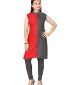 Red plain cotton girls-top-bottom