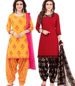 Synthetic Printed Unstitched Dress Material Combo