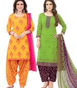 Synthetic Printed Unstitched Dress Material Combo