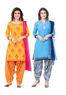 Synthetic Printed Unstitched Dress Material Combo 1