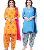 Synthetic Printed Unstitched Dress Material Combo