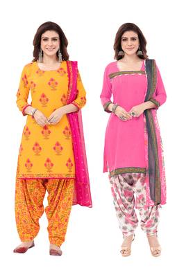 Synthetic Printed Unstitched Dress Material Combo 1