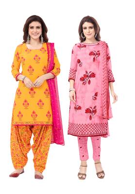 Synthetic Printed Unstitched Dress Material Combo 1