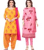 Synthetic Printed Unstitched Dress Material Combo