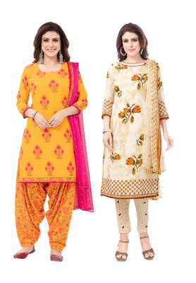 Synthetic Printed Unstitched Dress Material Combo 1