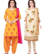 Synthetic Printed Unstitched Dress Material Combo
