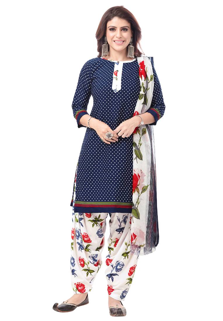 Synthetic Printed Unstitched Dress Material Combo
