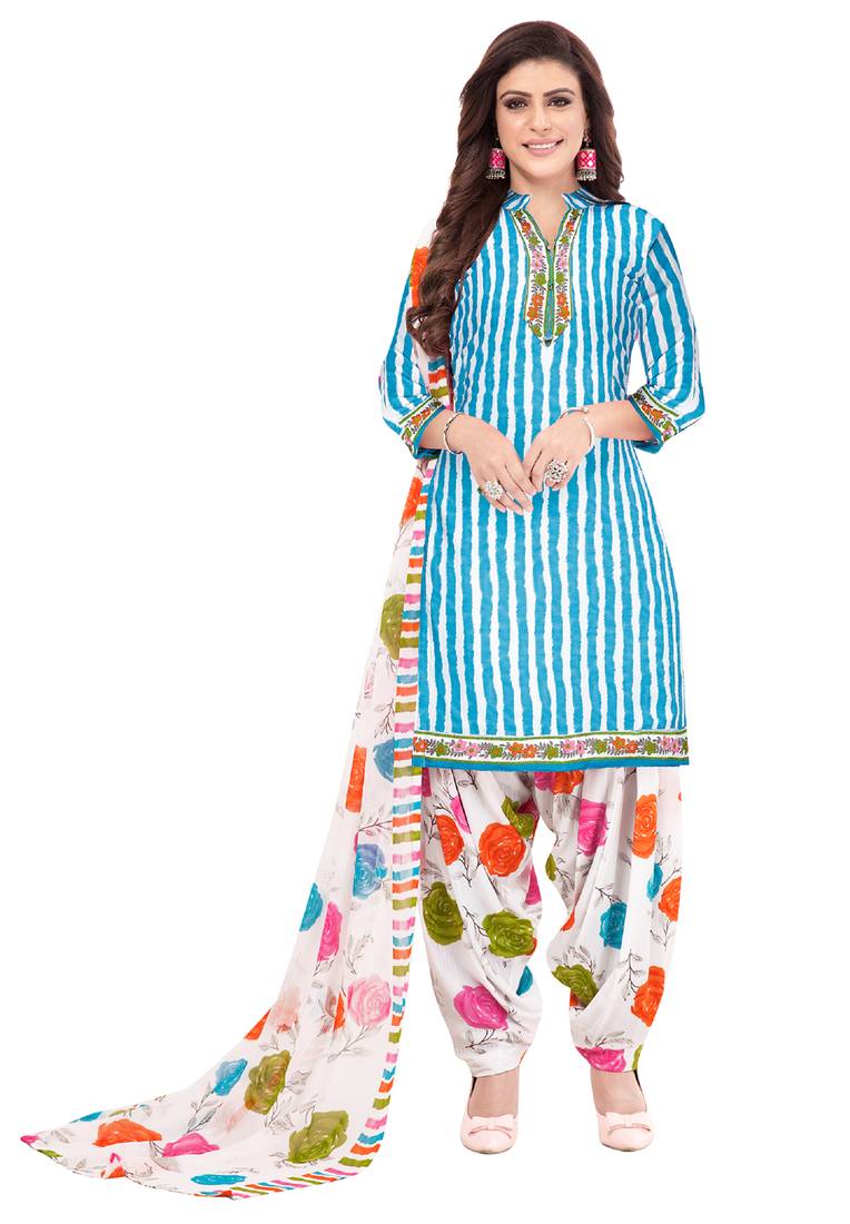 Synthetic Printed Unstitched Dress Material Combo