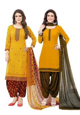 Synthetic Printed Unstitched Dress Material Combo 1