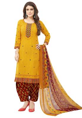 Synthetic Printed Unstitched Dress Material Combo 2