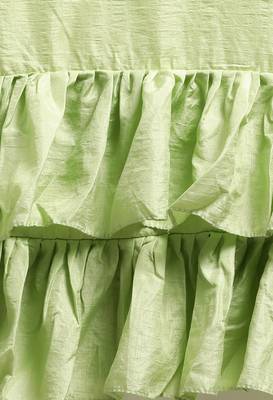 Kvsfab Women'S Green Solid Dola Silk Ruffle Saree 7