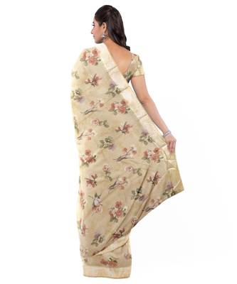Yellow Embroidered caual wear saree with blouse 3