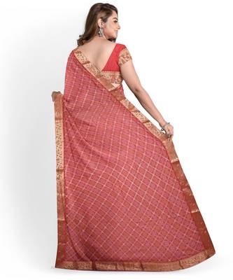Pink Embroidered caual wear saree with blouse 3