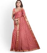 Pink Embroidered caual wear saree with blouse
