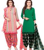 Synthetic Printed Unstitched Dress Material Combo