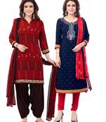 Synthetic Printed Unstitched Dress Material Combo