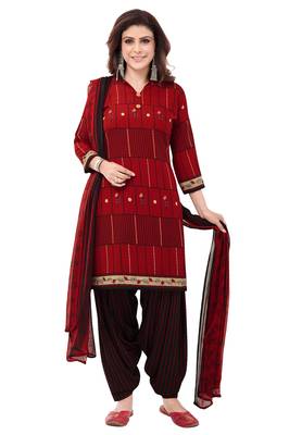 Synthetic Printed Unstitched Dress Material Combo 2