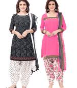 Synthetic Printed Unstitched Dress Material Combo