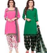 Synthetic Printed Unstitched Dress Material Combo