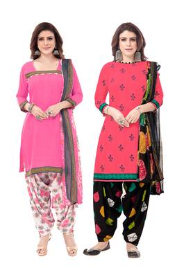 Synthetic Printed Unstitched Dress Material Combo 1