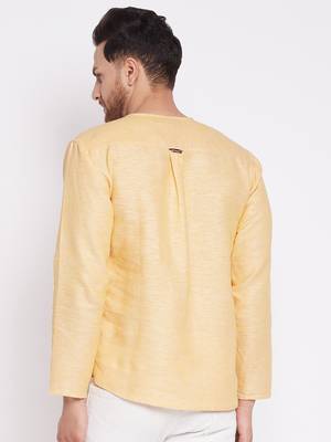 Yellow plain cotton men-kurtas 4