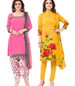Synthetic Printed Unstitched Dress Material Combo