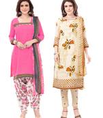 Synthetic Printed Unstitched Dress Material Combo