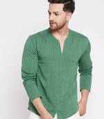 Green plain cotton men-kurtas