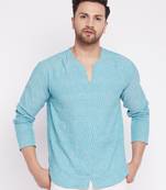 Blue plain cotton men-kurtas