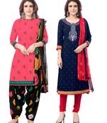Synthetic Printed Unstitched Dress Material Combo