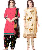 Synthetic Printed Unstitched Dress Material Combo