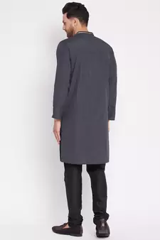 Black plain cotton men-kurtas