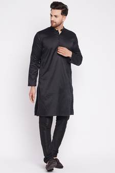 Black plain viscose rayon men-kurtas