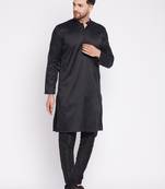 Black plain viscose rayon men-kurtas