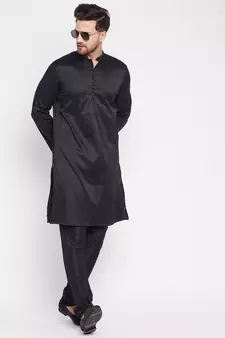Black plain viscose rayon men-kurtas