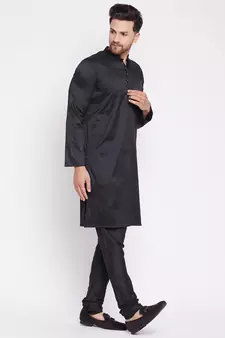 Black plain viscose rayon men-kurtas