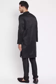Black plain viscose rayon men-kurtas