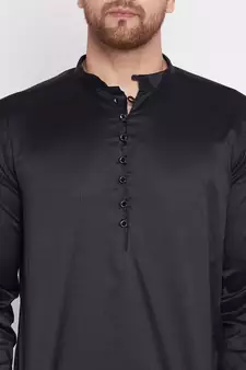 Black plain viscose rayon men-kurtas