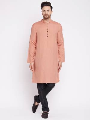 Brown plain viscose rayon men-kurtas 1