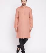 Brown plain viscose rayon men-kurtas