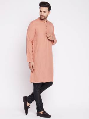 Brown plain viscose rayon men-kurtas 3