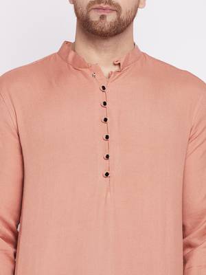 Brown plain viscose rayon men-kurtas 5