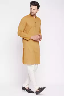 Yellow plain cotton men-kurtas