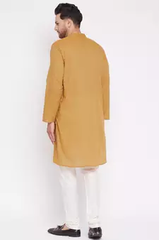 Yellow plain cotton men-kurtas