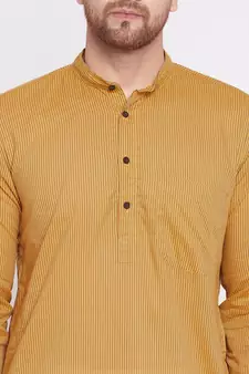 Yellow plain cotton men-kurtas