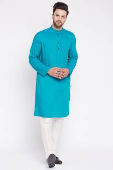 Green plain viscose rayon men-kurtas