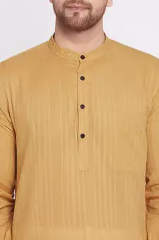 Beige plain cotton men-kurtas