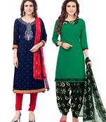 Synthetic Printed Unstitched Dress Material Combo