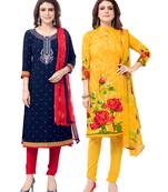 Synthetic Printed Unstitched Dress Material Combo