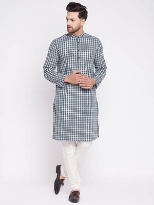 Green plain cotton men-kurtas 1